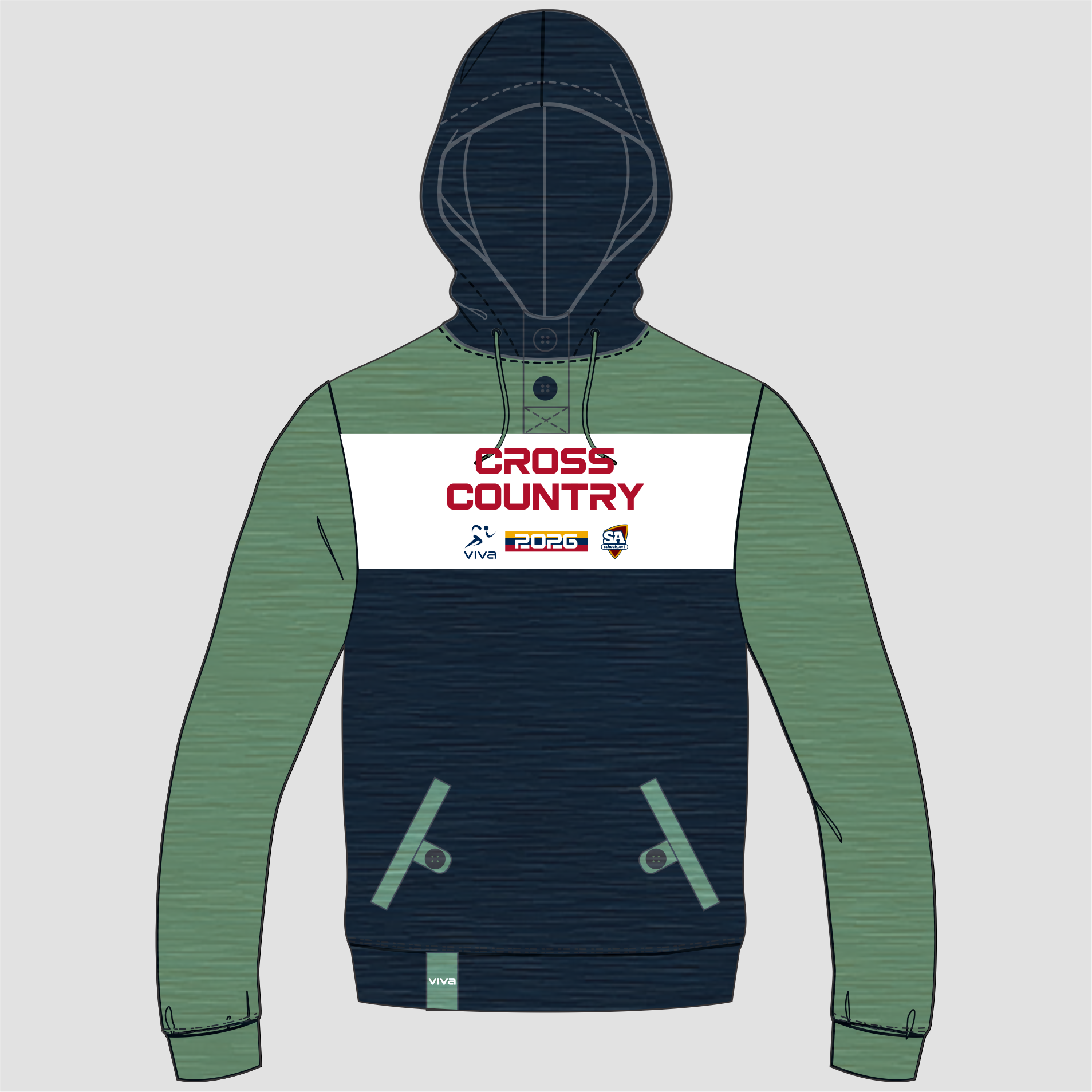 SSSA CROSS COUNTRY EVENT HOODIE BEIGE/GREEN