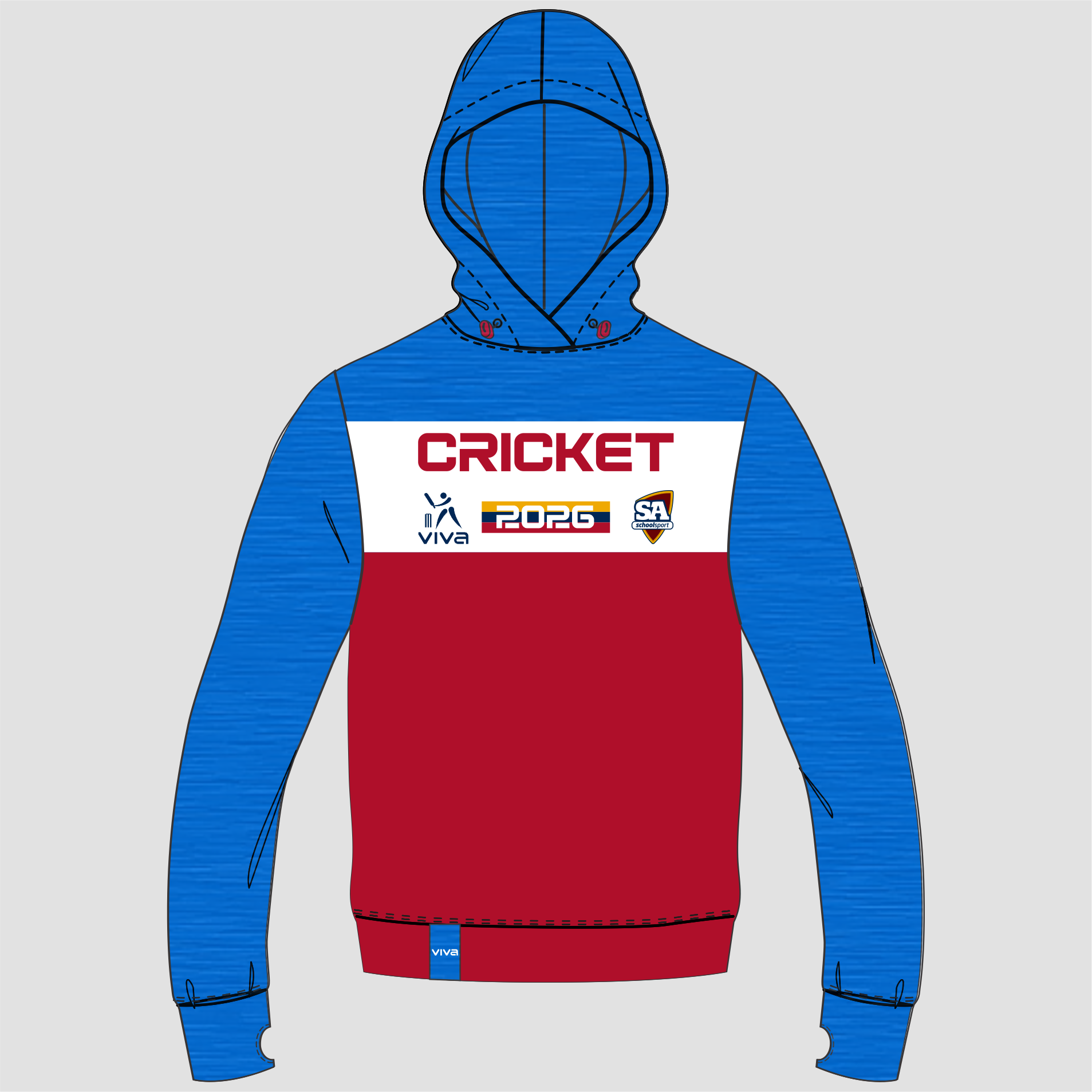 SSSA CRICKET EVENT HOODIE  SKY  WH RED