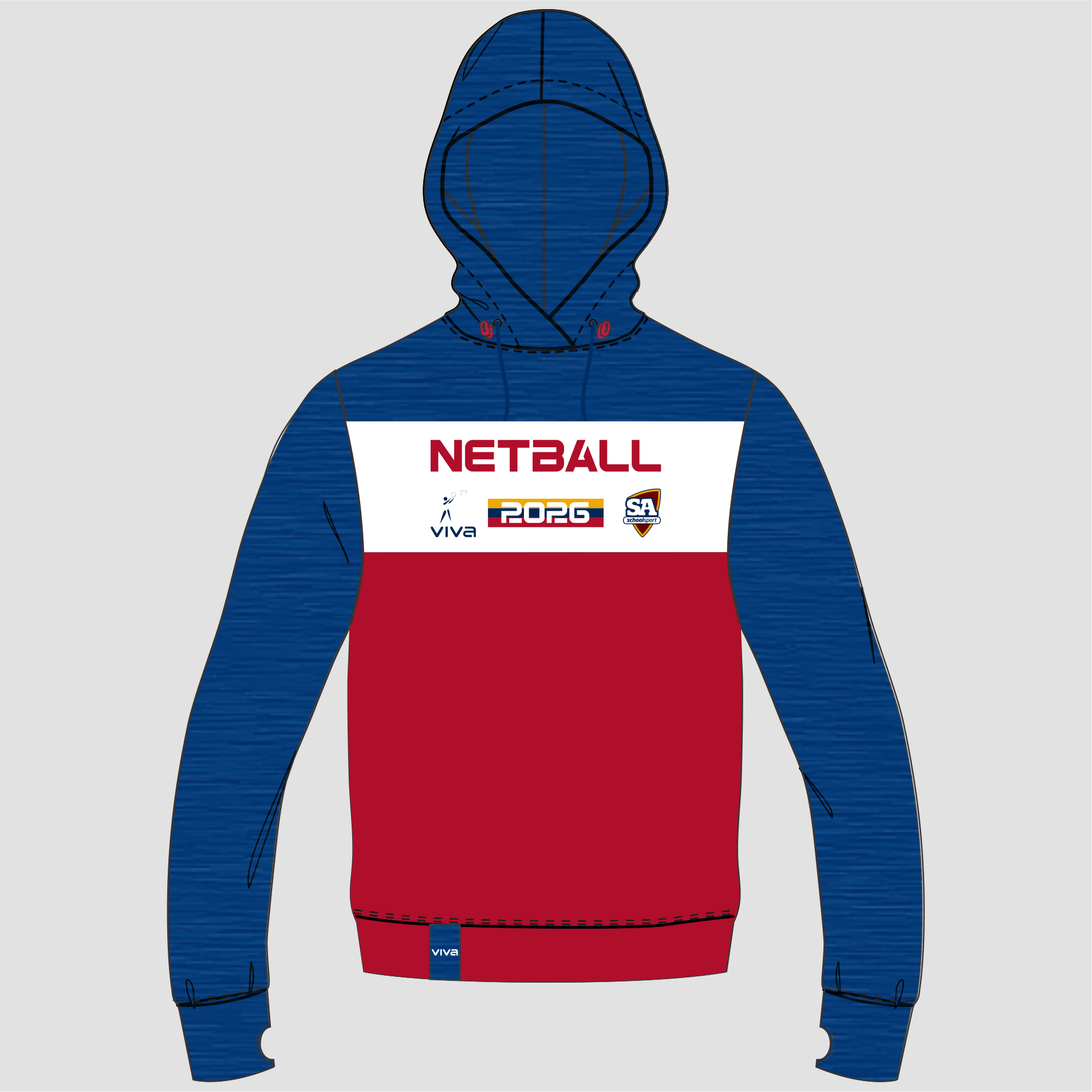 SSSA NETBALL EVENT HOODIE NAVY RED WH